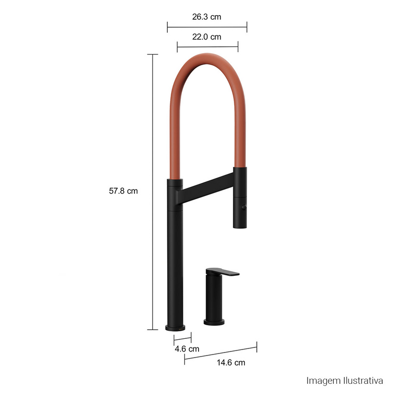 Misturador Monocomando de Mesa para Cozinha Deca Colore Black Matte e Terracota Deca 2289.BL.MT.TC