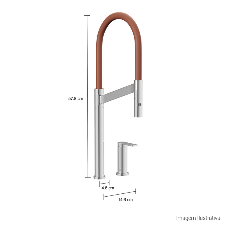 Misturador Monocomando de Mesa Para Cozinha Deca Colore Cromado e Terracota 2289.C.TC